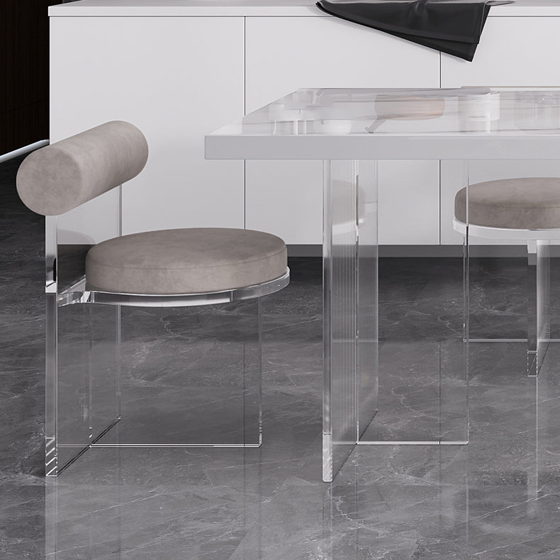 Modern Rectangular Stone Top Dining Table with Acrylic Legs for Living Room