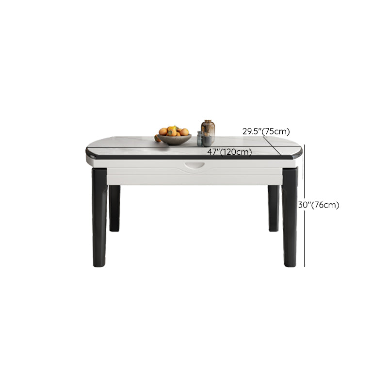 Modern Round Stone Top Dining Table Extendable for Small Spaces with Storage