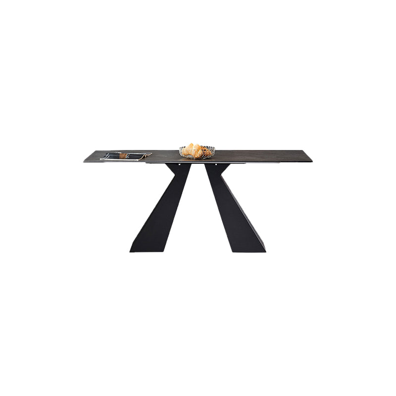 Rectangular Extendable Dining Table Modern Grey Stone Table Top for Dining Room