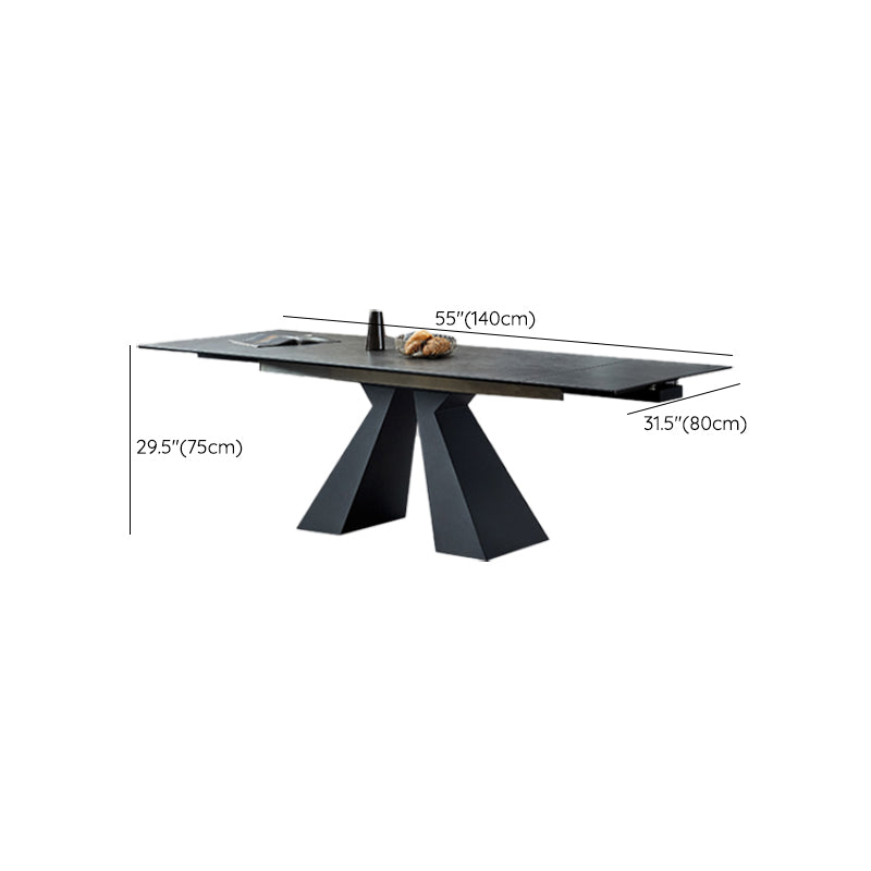 Rectangular Extendable Dining Table Modern Grey Stone Table Top for Dining Room