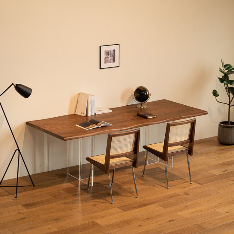 Modern Style Rectangle Solid Wood Dining Table with Double Pedestal