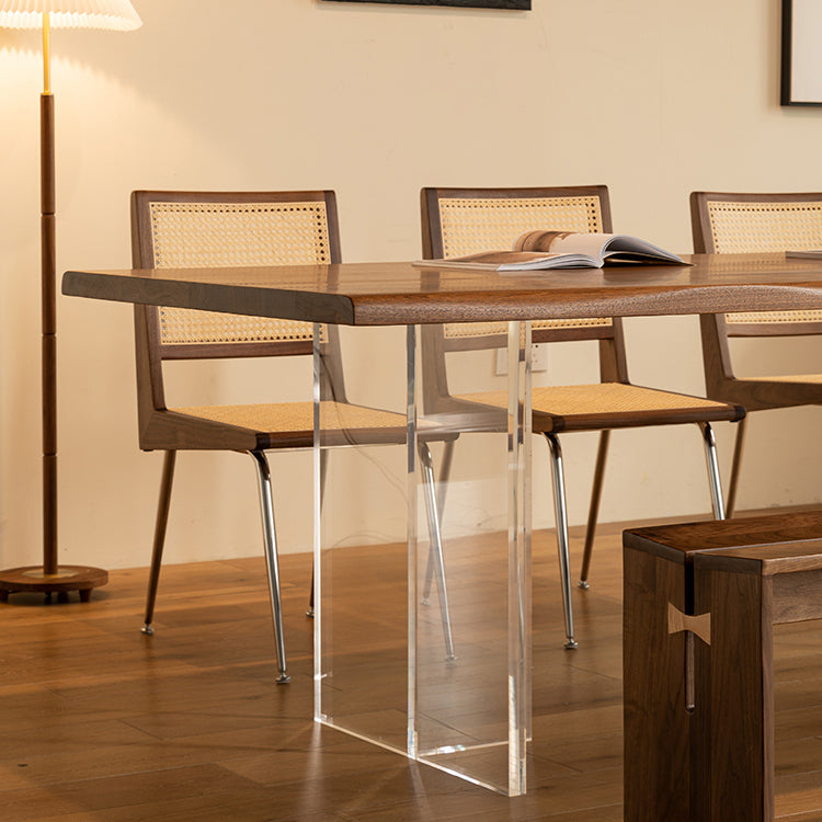 Modern Style Rectangle Solid Wood Dining Table with Double Pedestal