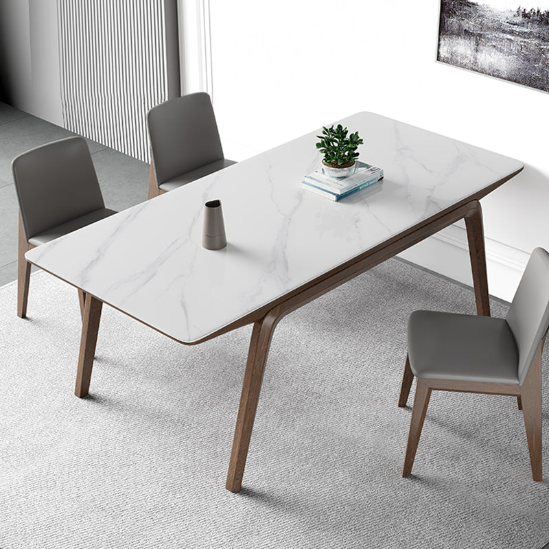 5/7 Pcs Contemporary Stone Rectangle Shape Dinette Table with Upholstered Chair