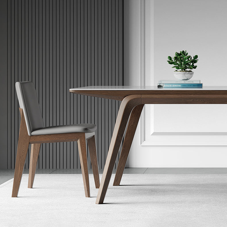 5/7 Pcs Contemporary Stone Rectangle Shape Dinette Table with Upholstered Chair