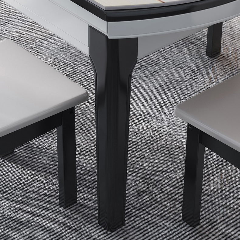 Modern Style Stone Set of 7 Round Shape Dining Furniture Set