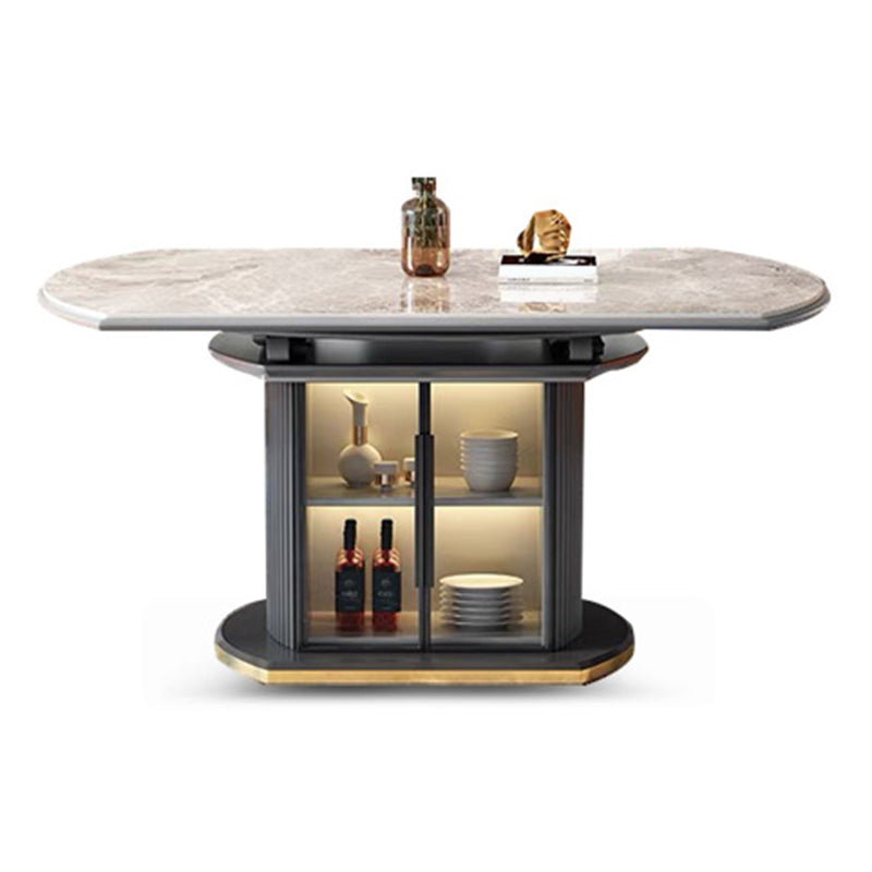 5/7 Pcs Contemporary Stone Round Shape Dinette Table with Upholstered Chair