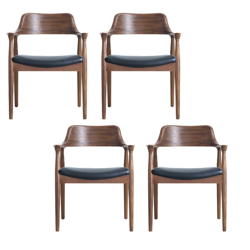 Modern Armrest Backrest Cushion Chair with Wood Legs for Dining Room