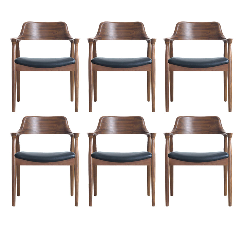 Modern Armrest Backrest Cushion Chair with Wood Legs for Dining Room