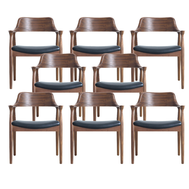 Modern Armrest Backrest Cushion Chair with Wood Legs for Dining Room