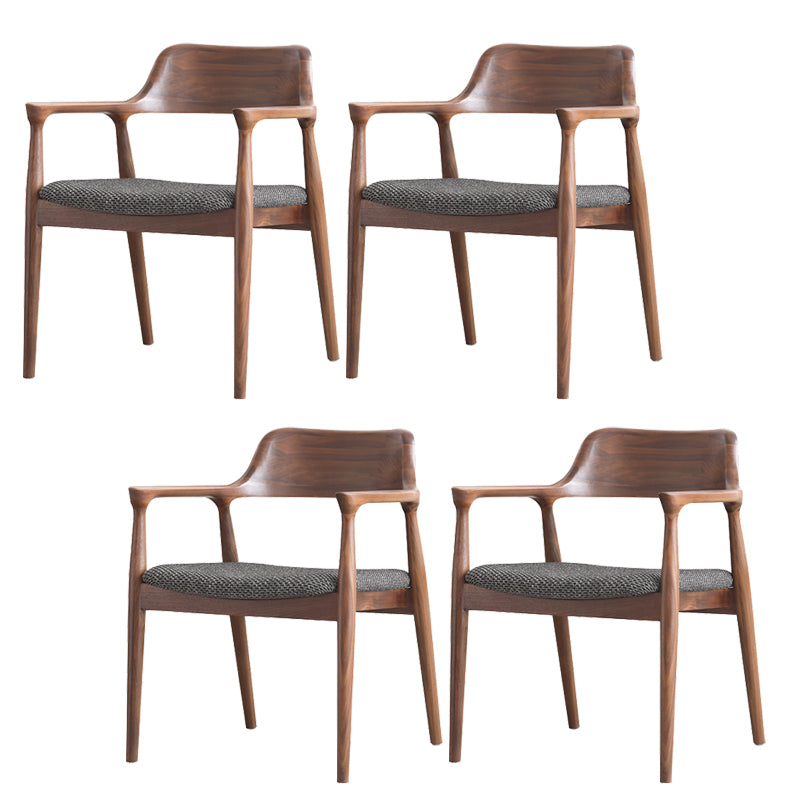 Modern Armrest Backrest Cushion Chair with Wood Legs for Dining Room