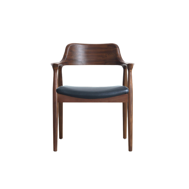 Modern Armrest Backrest Cushion Chair with Wood Legs for Dining Room