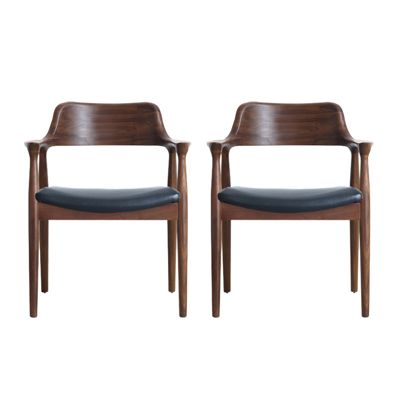 Modern Armrest Backrest Cushion Chair with Wood Legs for Dining Room