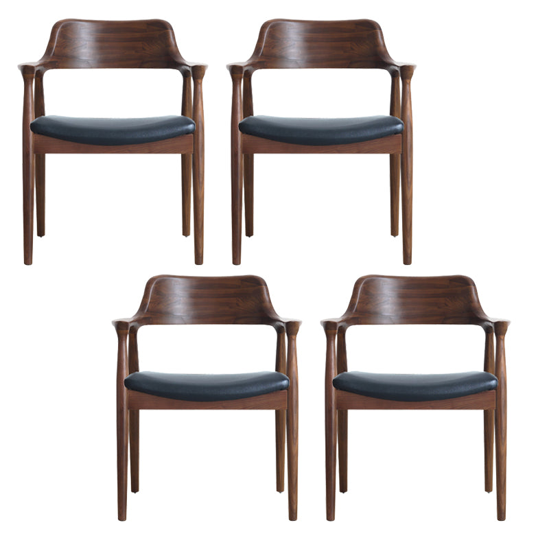 Modern Armrest Backrest Cushion Chair with Wood Legs for Dining Room