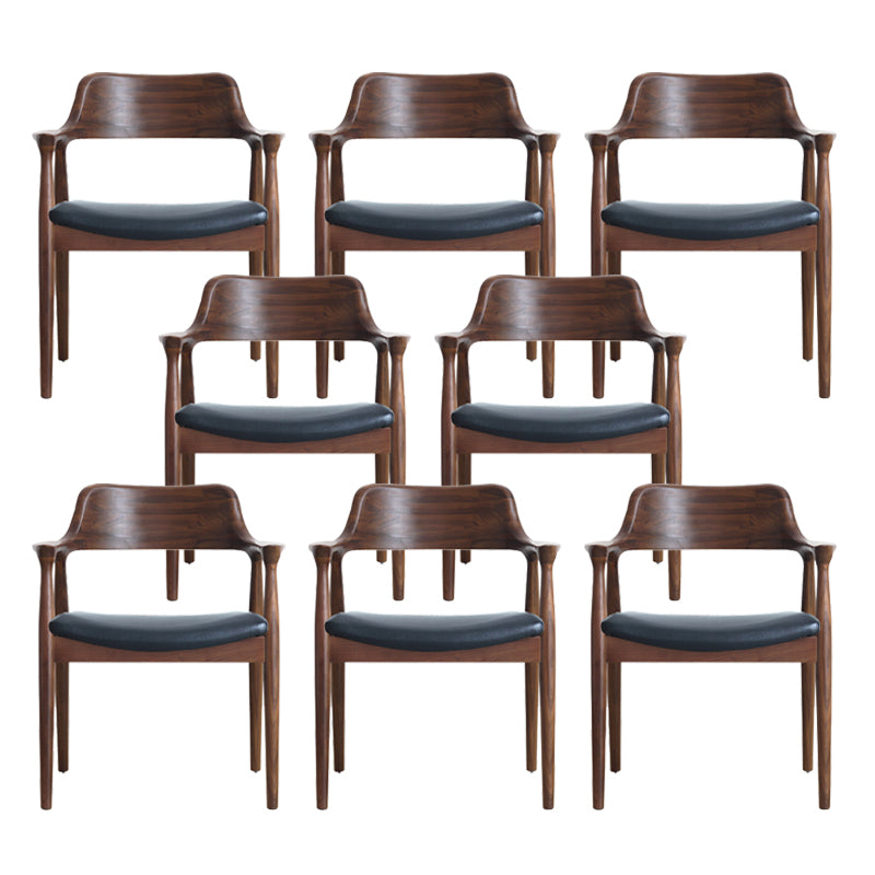 Modern Armrest Backrest Cushion Chair with Wood Legs for Dining Room