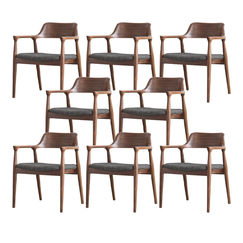 Modern Armrest Backrest Cushion Chair with Wood Legs for Dining Room