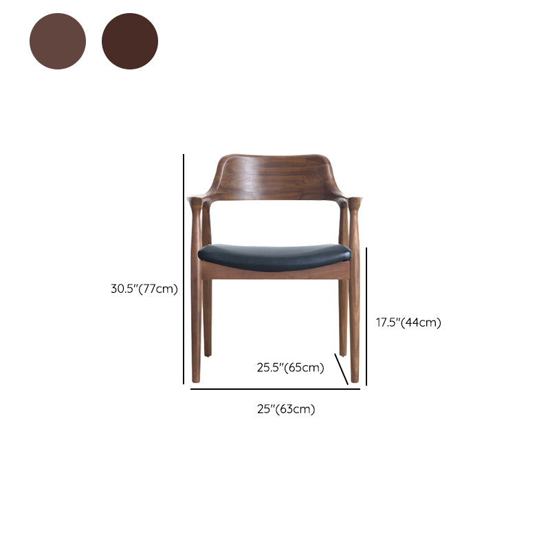 Modern Armrest Backrest Cushion Chair with Wood Legs for Dining Room