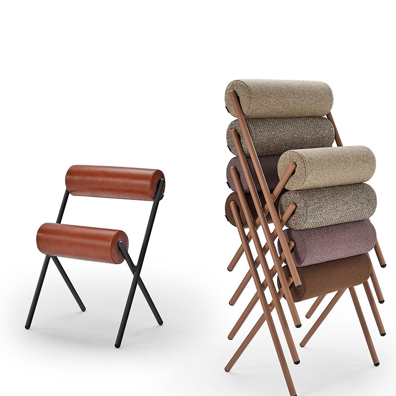 Nordic Stackable Backrest Cushion Chair with Metal Legs for Living Room