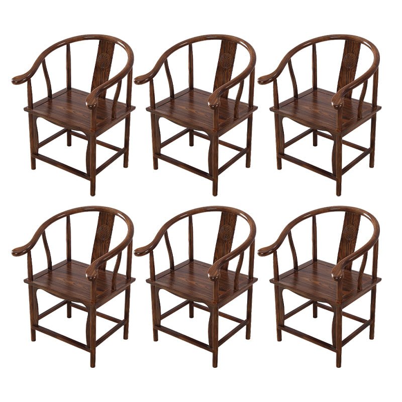 Traditional Style Arm Chair Solid Wood Slat Back Dining Chair for Home