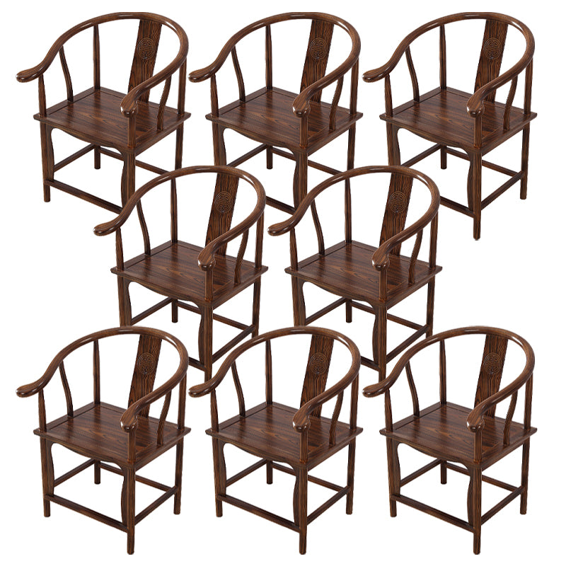 Traditional Style Arm Chair Solid Wood Slat Back Dining Chair for Home