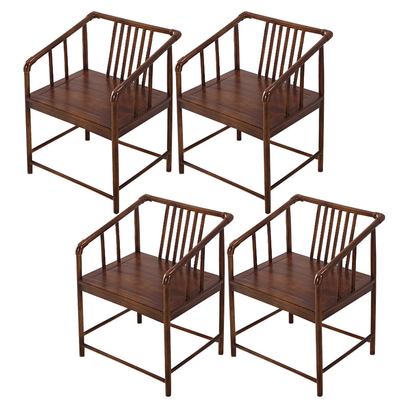 Traditional Style Arm Chair Solid Wood Slat Back Dining Chair for Home
