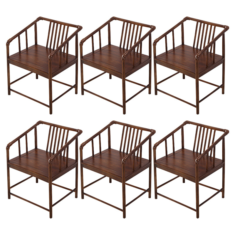 Traditional Style Arm Chair Solid Wood Slat Back Dining Chair for Home