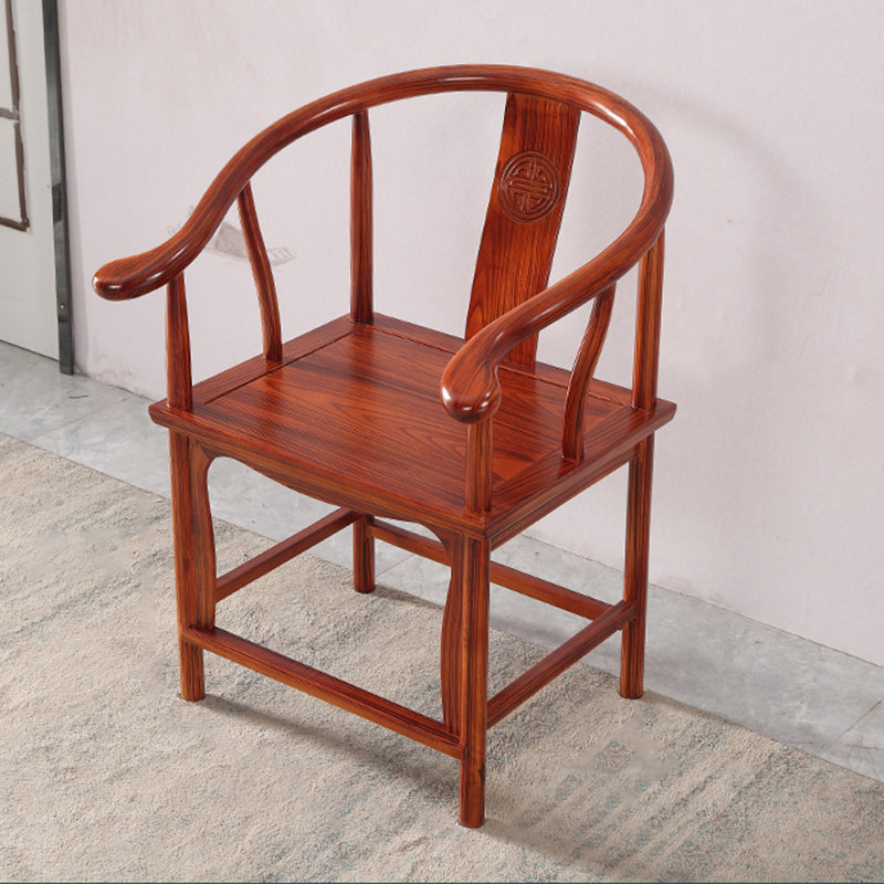 Traditional Style Arm Chair Solid Wood Slat Back Dining Chair for Home