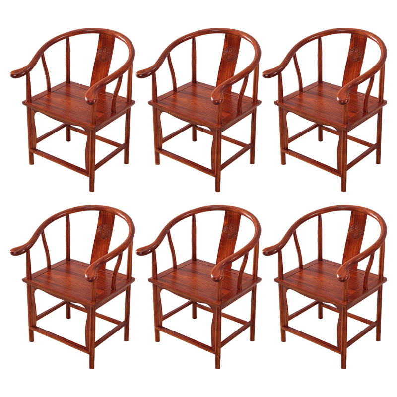 Traditional Style Arm Chair Solid Wood Slat Back Dining Chair for Home