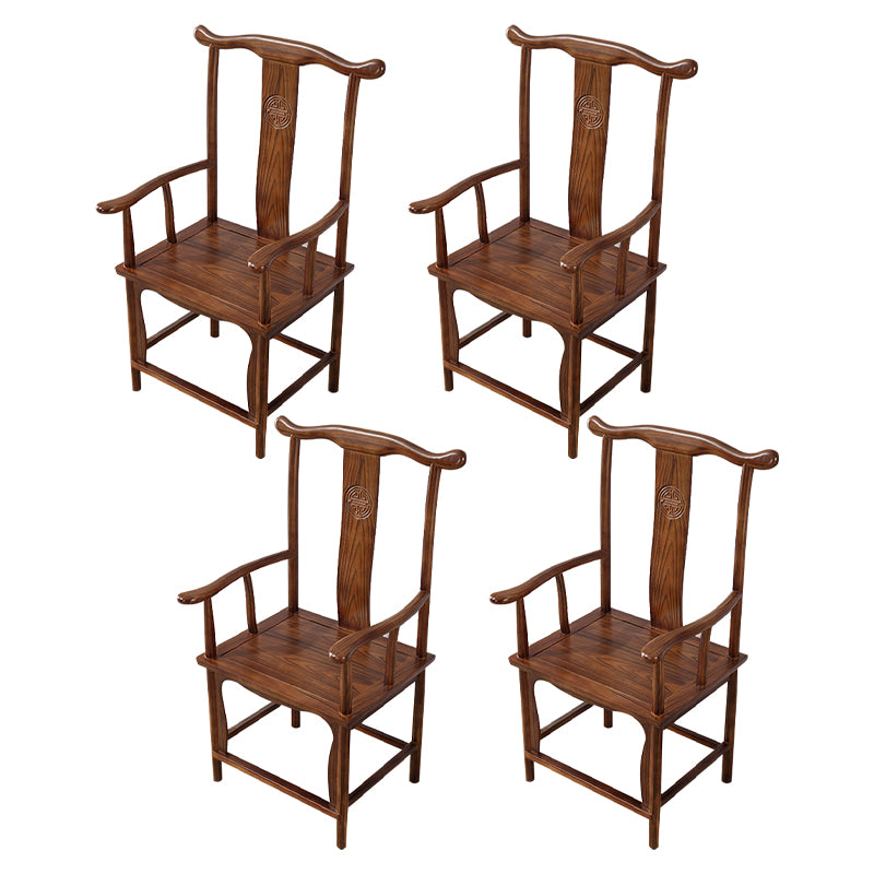 Traditional Style Arm Chair Solid Wood Slat Back Dining Chair for Home