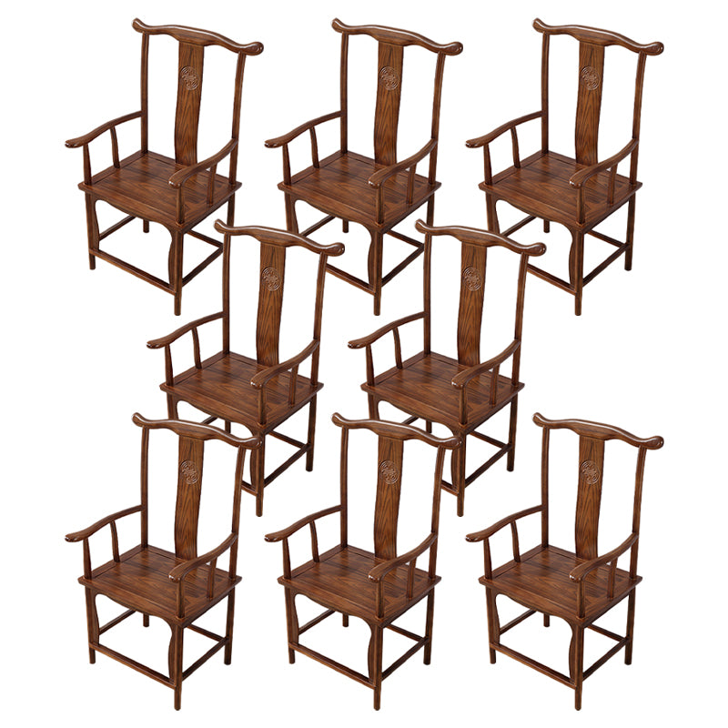 Traditional Style Arm Chair Solid Wood Slat Back Dining Chair for Home