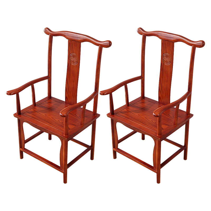 Traditional Style Arm Chair Solid Wood Slat Back Dining Chair for Home