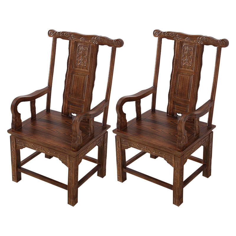 Traditional Style Arm Chair Solid Wood Slat Back Dining Chair for Home