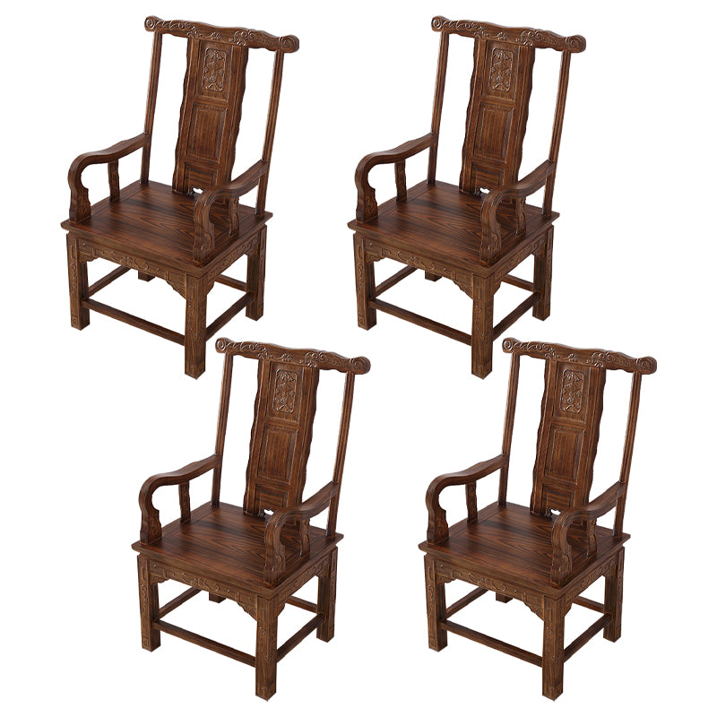 Traditional Style Arm Chair Solid Wood Slat Back Dining Chair for Home