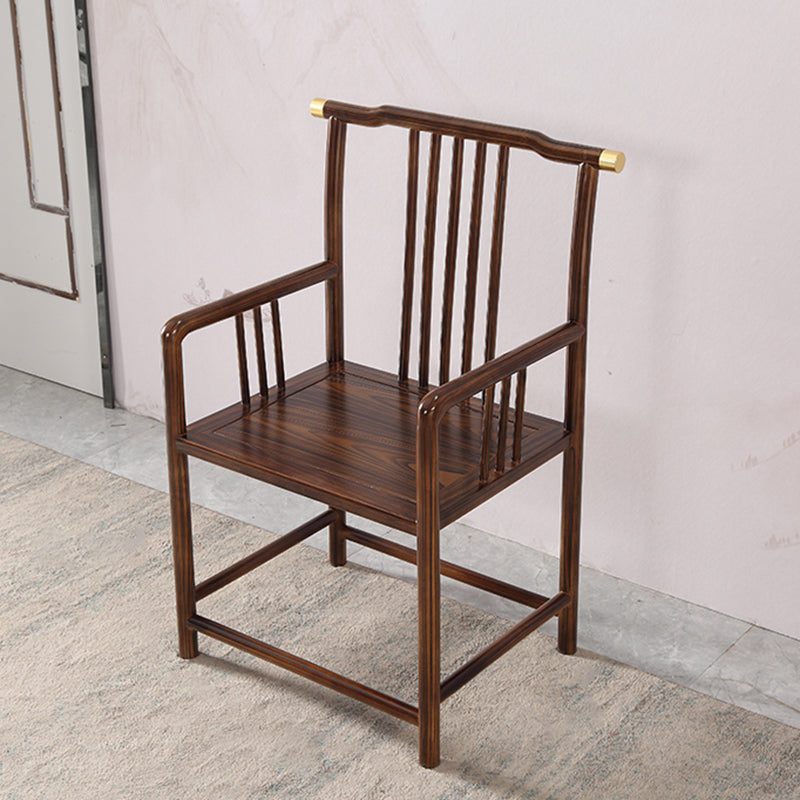 Traditional Style Arm Chair Solid Wood Slat Back Dining Chair for Home