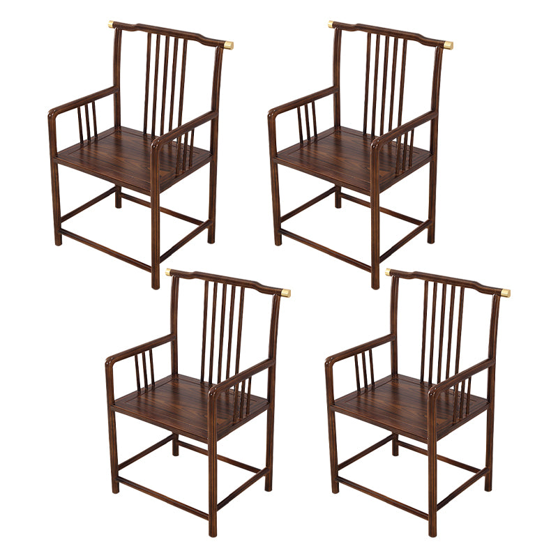 Traditional Style Arm Chair Solid Wood Slat Back Dining Chair for Home