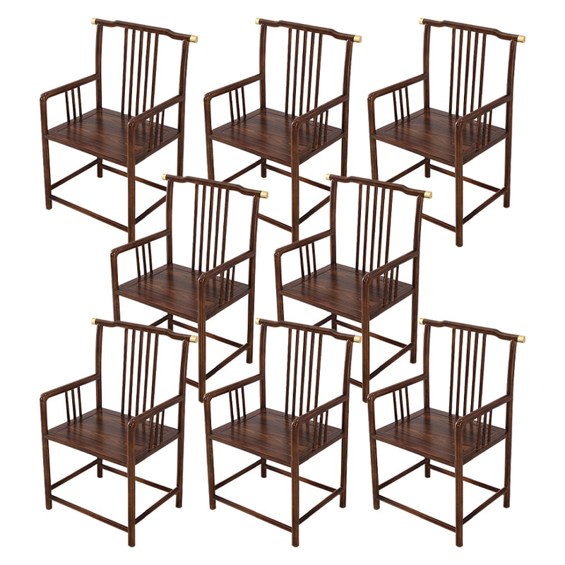 Traditional Style Arm Chair Solid Wood Slat Back Dining Chair for Home