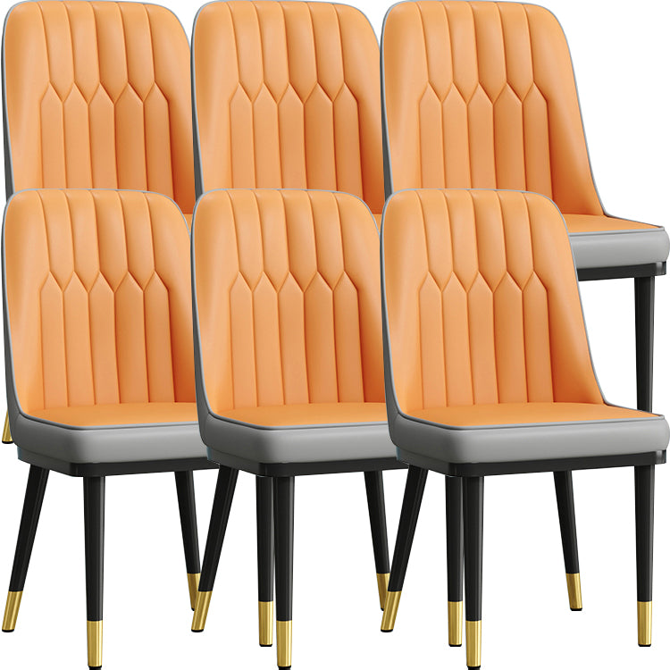 Modern Style Dining Chair Leather Parsons Side Chair with Metal Base