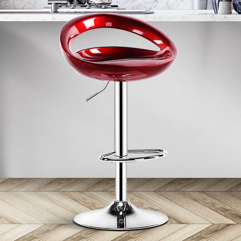 Plastic Adjustable Height Swivel Low Back Bar Stool with Footrest
