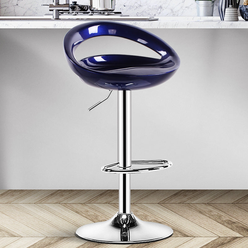 Plastic Adjustable Height Swivel Low Back Bar Stool with Footrest
