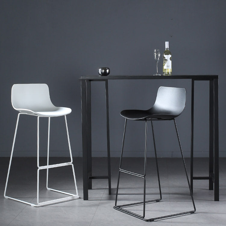 Contemporary Armless Plastic Low Back Bar Stools with Metal Base