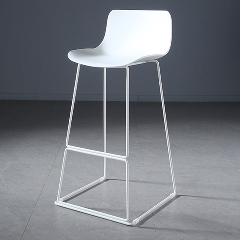 Contemporary Armless Plastic Low Back Bar Stools with Metal Base