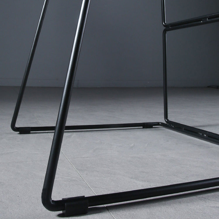 Contemporary Armless Plastic Low Back Bar Stools with Metal Base