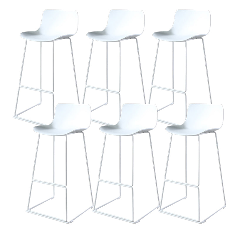 Contemporary Armless Plastic Low Back Bar Stools with Metal Base
