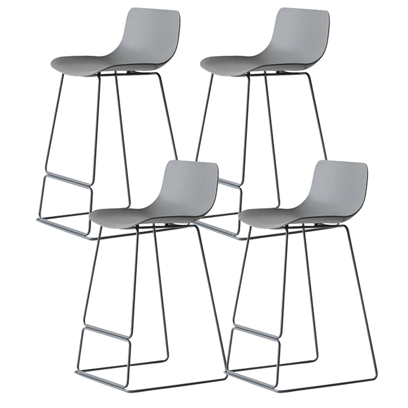 Contemporary Armless Plastic Low Back Bar Stools with Metal Base