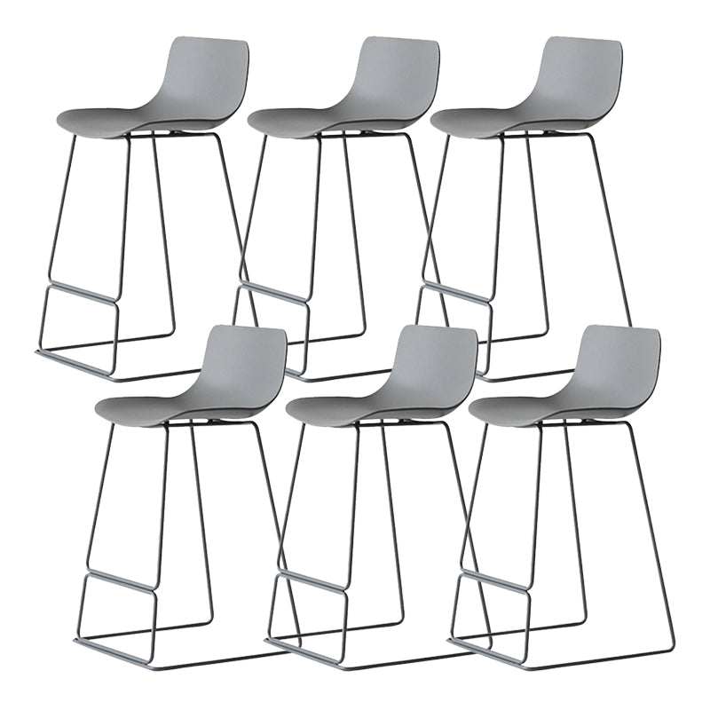 Contemporary Armless Plastic Low Back Bar Stools with Metal Base