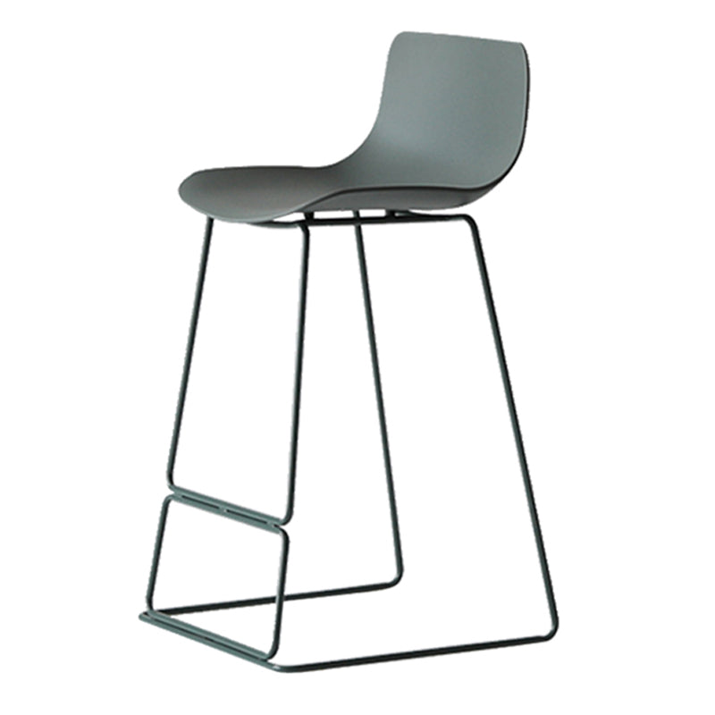 Contemporary Armless Plastic Low Back Bar Stools with Metal Base