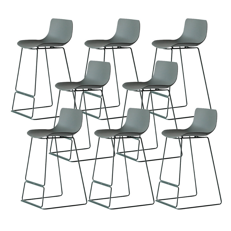 Contemporary Armless Plastic Low Back Bar Stools with Metal Base