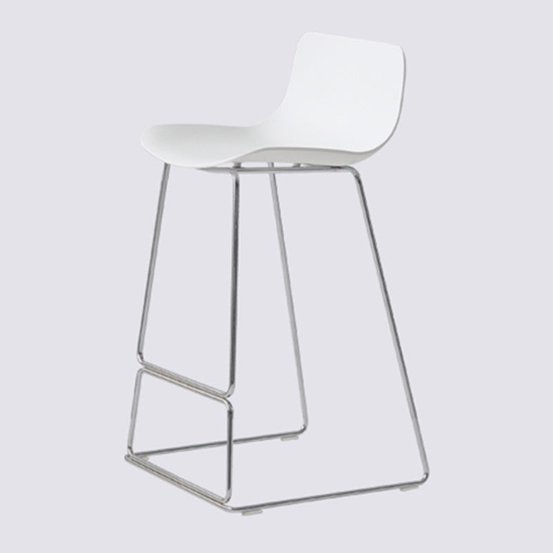 Contemporary Armless Plastic Low Back Bar Stools with Metal Base