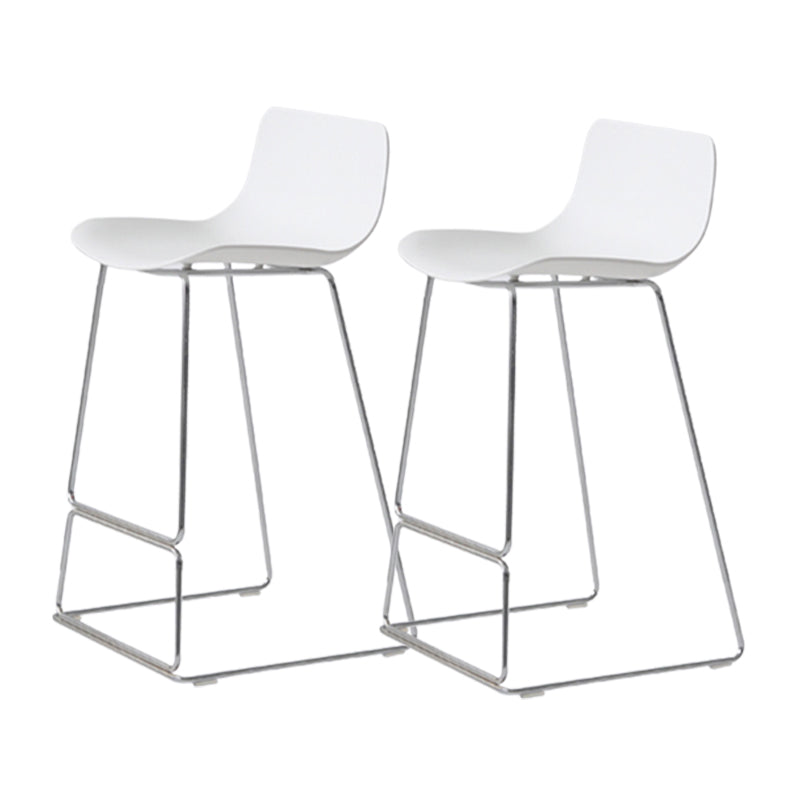 Contemporary Armless Plastic Low Back Bar Stools with Metal Base