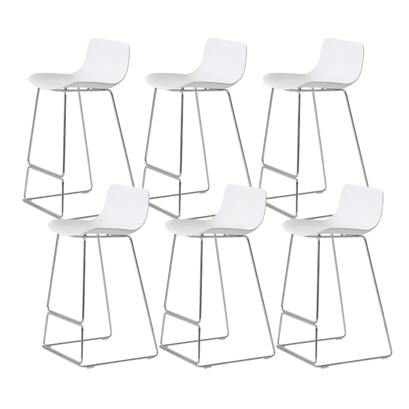 Contemporary Armless Plastic Low Back Bar Stools with Metal Base