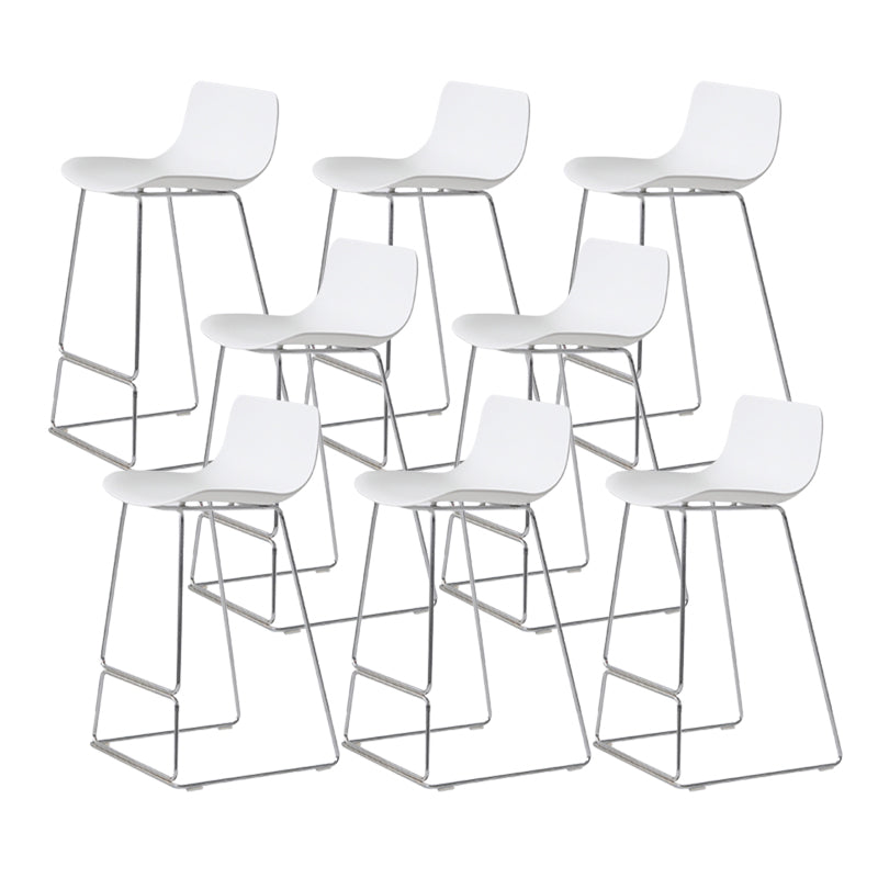 Contemporary Armless Plastic Low Back Bar Stools with Metal Base